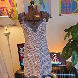 Vintage Y2K Marilyn Monroe Intimates Grey Pink Lace Chemise Lingerie Dress Med
